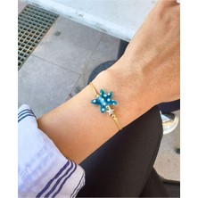 Cam Murano Mavi Deniz Yıldızı Altın Bileklik