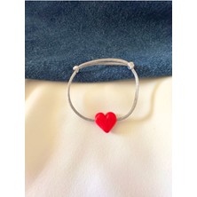 Murano Cam Kalp Boncuk Gri Bileklik