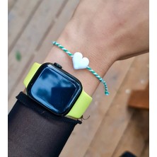 Murano Beyaz Cam Kalp Boncuklu Yeşil Beyaz Bileklik