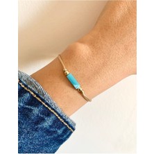 Mavi Doğal Varasit Taşlı Ip Bileklik