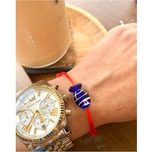 Murano Cam Boncuk Lacivert Balıklı Kırmızı Bileklik