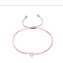 Pembe Kalp Bileklik ( Gümüş )