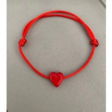 Murano Cam Kalp Boncuklu Kırmızı Ip Bileklik