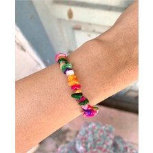 Renkli Sedef Boncuklu Doğal Kırıktaş Bileklik