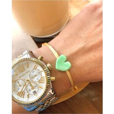 Murano Cam Boncuklu Yeşil Kalp Bileklik