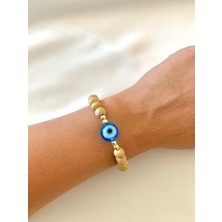 Cam Nazar Boncuklu Ahşap Bambu Bileklik