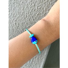 Murano Cam Mavi Balık Boncuklu Mint Yeşil Bileklik