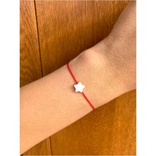 Sedef Yıldız Kırmızı Ip Bileklik