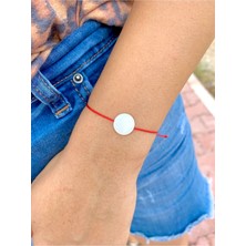 Doğal Sedef Taşlı Kırmızı Ip Bileklik