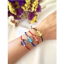 Şeffaf Renkli Puantiye Cam Murano Kalp Ip Bileklik