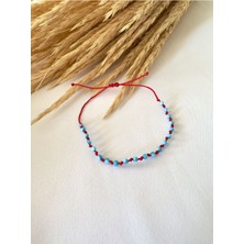 Mavi Yuvarlak Sedef Kırmızı Bileklik