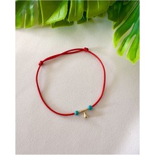 Doğal Turkuaz Taşı Kırmızı Çan Bileklik
