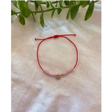 Kırmızı Beyaz Cam Boncuk Bileklik