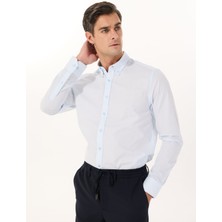 Altınyıldız Classics Slim Fit Düğmeli Yaka Mavi Erkek Gömlek ACE020252040_MAV