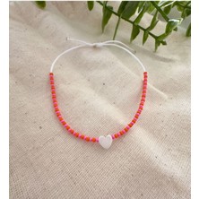 Turuncu Pembe Beyaz Sedef Kalp Bileklik