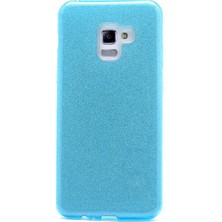 Spia Samsung Galaxy A8 2018 Kılıf Mavi Jade Simli Silikon Kapak  Esnek Ince (Samsung Galaxy A8 2018, Mavi)