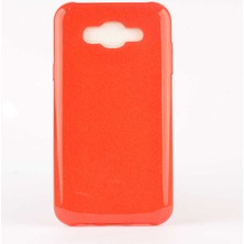 Spia Samsung Galaxy J5 Kılıf Kırmızı Jade Simli Silikon Kapak  Esnek Ince (Samsung Galaxy J5, Kırmızı)