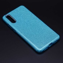 Spia Huawei P20 Kılıf Mavi Jade Simli Silikon Kapak  Esnek Ince (Huawei P20, Mavi)