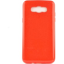 Spia Samsung Galaxy J5 2016 Kılıf Kırmızı Jade Simli Silikon Kapak Esnek Ince (Samsung Galaxy J5 2016, Kırmızı)