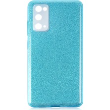 Spia Samsung Galaxy S20 Fe Kılıf Mavi Jade Simli Silikon Kapak  Esnek Ince (Samsung Galaxy S20 Fe, Mavi)