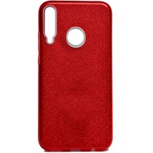 Spia Huawei P40 Lite E Kılıf Kırmızı Jade Simli Silikon Kapak  Esnek Ince (Huawei P40 Lite E, Kırmızı)