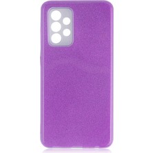 Spia Samsung Galaxy A52 Kılıf Mor Jade Simli Silikon Kapak  Esnek Ince (Samsung Galaxy A52, Mor)