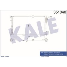Kale Oto Radyatör 351040 Radyatör Vivaro 06-Trafic II06- 2.5cdtı G9U.6.30 Ac - Klimasız - Mek 780×462.25×27 Al - Pl - Brz