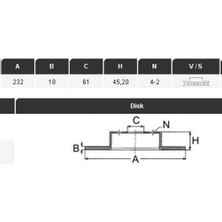 Yavuzsan 26330 Fren Diski Almera 95-00 1,4I-16V N15 (232×18×4DL) Ön Ad.