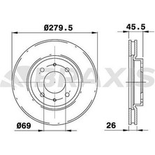 Braxis AE0521 Ön Fren Disk Aynası Havalı Lancer Sedan Cs A 1.3 09 03 Lancer Kombi Cs W 1.6 2.0 09 03 Galant Vı 1 MR510742