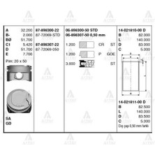 Goetze Iss 87-72069-50 Piston Segman 0.50 Corolla Uyumlu 1.4 Vvtı 02-06