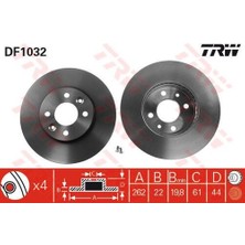Trw DF1032 Fren Diski Ön Laguna I 94- Safrane I 92- Havalı 262MM