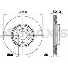 Braxis AE0084 Ön Fren Disk Aynası Havalı A4 8ec 2.0 Tdı 06 A4 8k2 A4 Avant 8k5 1.8 Tfsı 1.8 Tfsı Quattro 2.0 Tfsı 8W0615301T