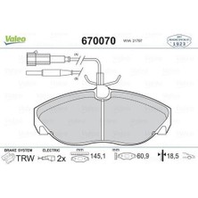 Valeo 670070 Ön Balata Fişli Boxer-Ducato-Jumper 1400KG (94-02)