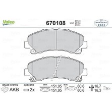 Valeo 670108 Ön Fren Balatası Isuzu D-Max (06-12)