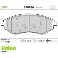 Valeo 670644 Ön Balata Kalos 1.2 1.4 09/05- Aveo 1.2-1.4 03/08-