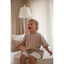 Vizon Bisiklet Yaka Oversize T-Shirt Bebek - Çocuk