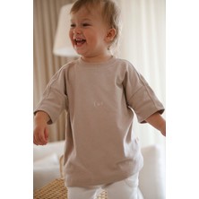Vizon Bisiklet Yaka Oversize T-Shirt Bebek - Çocuk