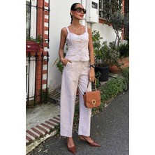 Alinn Butikk Kalın Askılı Bluz Pantolon Keten Takım 10187
