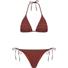 Aquella Tarçın Triko Üçgen Bikini Takım