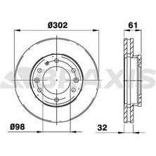 Braxis AE0719 Ön Fren Diski Ford Ranger Tke 2.2-3.2 11 Mazda Bt 50 2.2tdcı 12- AB311125AA
