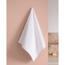 Camille Kroşeli %100 Pamuk Yüz Havlusu - Beyaz/pudra - 50X70 cm