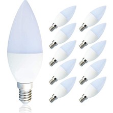 10 Adet Çok Kaliteli E14 Duy 7 Watt, 3000 Kelvin LED Ampul Gün Işığı Renkli E14 Duy LED Avize Ampulü