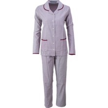 Oppland Kadın Şık Klasik Model Pijama Takımı Premium %100PAMUK Poplin Kumaş Düğmeli Tarz Model Cepli