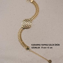 Hazemy Şans ve Uğur Getiren Yaşam Çiçeği Motifli Altın Kaplama Kadın Bileklik