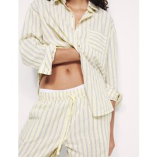 Saf Pamuklu Çizgili Pijama Takımı