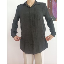 Müslin Keten Oversize Kadın Gömlek