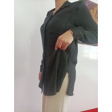 Müslin Keten Oversize Kadın Gömlek