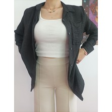 Müslin Keten Oversize Kadın Gömlek