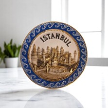 Istanbul Seramik Tabak Duvar Masa Süsü Dekor 18  cm  Mavi