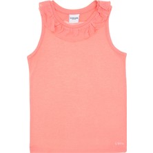 U.S. Polo Assn. Kız Çocuk Pembe Bisiklet Yaka Fırfır Detaylı Kolsuz Tişört 50306242-VR041